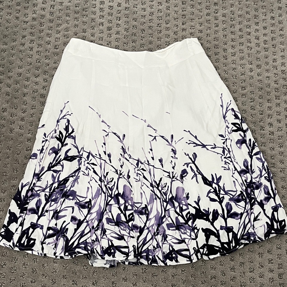 Coldwater Creek White and Purple A-Line Skirt